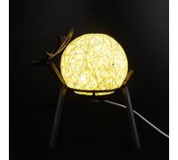 GAROZATION Creative USB Powered LED Night Light Elk Table Lamp with Adjustable Brightness and Beige Rattan Ball for Bedroom Bedside Home Decor