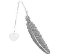 GAROZATION Delicate Crystal Pendant Metal Quill Bookmark with Plumes Shape, Lightweight and Portable Reading Accessory, for Putting in Purse Or Pockets