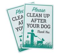 GAROZATION Dog Poop Warning Sign Metal 2Pcs Practical Pet Dog Toilet Warning Sign Weatherproof Garden Lawn Clean Up Notice