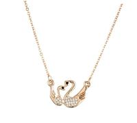 GAROZATION Double Swan Shape Necklace for Women Lightweight Alloy Pendant Neck Decor Elegant Simple Fashion Jewelry Parties Daily Wear
