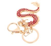 GAROZATION Dragon Keychain Asian Personalised Fathers Day Dragon Hanging Keychain Custom Keychain with Picture Grandad Christmas Decorations Sparkling Dragon Key Ring Charm Dash Car Red Metal