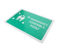 GAROZATION Emergency Assembly Point Sign Aluminum Warning Sign Public Safety Corrosion-resistant Symbol Response Outdoor Use