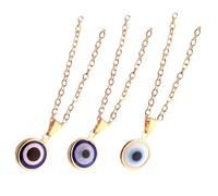 GAROZATION Evil Eye and Extension Chain 3pcs Turkish Style Necklace with Golden Alloy Pendant Unique Blue Eye Charm for Protection Color for Women and Decorating Your Car or Indoor