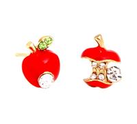 GAROZATION Fashionable Apple Shape Earrings Lightweight Zircon Ear Studs for Women Skin-friendly Ear Jewelry for Parties Daily Wear and Unique Symmetry Style