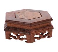 GAROZATION Flowerpot Base Stone Crafts Display Rack Indoor Room Space Brown Wood Simple Structure Unique Rustic Style Reusable Stable Bonsai Stand Indoor