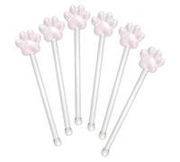GAROZATION Glass Cat Swizzle Sticks Multifunctional Stirring Sticks 6pcs Assorted Colour Comfortable Hand Feeling Random Color for Mixed Cocktails and Coffee
