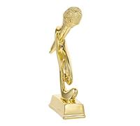 GAROZATION Golden Microphone Trophy Decorative Note Award for Singing Competitions Desktop Prize Resin Music Host Contest Gift