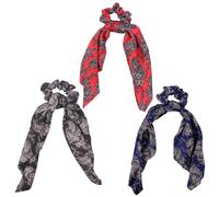 GAROZATION Hair Scrunchies for Everyday Wear and Many Occasions 3pcs Retro with Ribbon Tails, Chiffon Hair Assorted Colours, Soft Cloth Material Random Color for Women