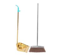 GAROZATION Heavy Duty Stainless Steel Gold Dustpan Set Broom Dustpan Cleaning Kit Broom for Home Set