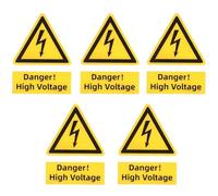 GAROZATION High Voltage Warning Stickers Waterproof 5pcs Electrical Warning Labels Adhesive Design PC Material for Power Safety and Transportation Use