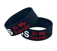 GAROZATION Jesus Is My Savior Printed Letters Silicone Silicone Wristbands 2pcs Lightweight Black Bracelets Stylish and Generous Design for Men and Students for Fitness and Outdoor