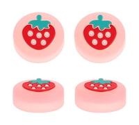 GAROZATION Joystick Thumb Grip Caps 4Pcs Silicone Glow-In-The-Dark Strawberry Design for Controllers, Easy Installation Gaming Accessories for Enhanced Control