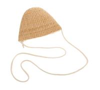 GAROZATION Kids Summer Straw Coin Purse and Crossbody Beach Bag Handmade Woven Yellow Straw Shoulder Bag with 20cm Large Opening for Outdoor Travel