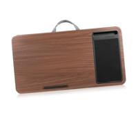 GAROZATION Laptop Lap Desk Bed Desk Portable Wooden Laptop Table with Cushion for Working and Studying on Couch Or Bed Brown Wood Grain