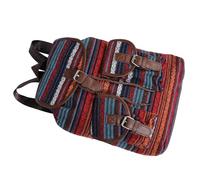 GAROZATION Large Capacity Vintage Plaid Canvas Bucket Bag Drawstring Backpack Ethnic Style Casual Travel School Bag for Women