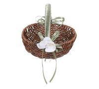 GAROZATION Lightweight Coffee Plastic and Rattan Flower Basket with Handle, Wear Resistant Romantic Wedding Flower Girl Basket for Beach Wedding Or Religious Events