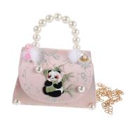GAROZATION Lightweight Cute Panda Shoulder Bag with Elegant Pearl Details Versatile Crossbody and Handheld Design for Spacious Daily Purse for School Parties and Outdoor Use Birthday Gift
