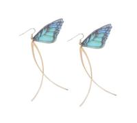 GAROZATION Lightweight Retro Thin Wing Design Earrings for Women Long Dangle Pearl Decorative Ear Drops Creative Butterfly Wings Style Green Color Easy to Wear Daily Jewelry Gift