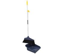 GAROZATION Long Handle Soft Bristle Broom and Dustpan Set Blue Household Cleaning Kit for Indoor Floor Sweeping and Dust Collection