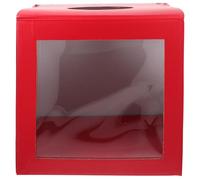 GAROZATION Lottery Box Multi-Function 9.8 Inch Square Classic Red Storage Container for Charity Donations and Office Gatherings