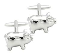 GAROZATION Men Cufflinks Silver Pig Cuff Links Creative Funny Copper Cufflinks Comfortable Practical Clothing Accessories for Business Meetings and Anniversary