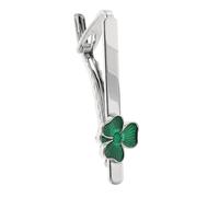 GAROZATION Mens Shamrock Tie Clip Metal Decorative Necktie Clip for Banquet and Party Irish Clover Design Men's Suit Accessories