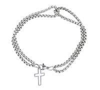 GAROZATION Men's Stainless Steel Cross Bracelet Rope Chain Bracelet for Fashion Jewelry Cross Double Chain Polished