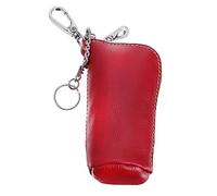GAROZATION Mini Pu Leather Coin Pouch and Key Wallet Elegant Zippered Design Dazzling Red Color Portable Keychain Holder for Men and Women for Everyday Use
