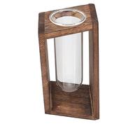 GAROZATION Nordic Wooden Test Tube Vase Rack for Hydroponics Creative Glass Plant Holder for Home Decor Vintage Style Tabletop Flower Vase with 6 Glass Tubes