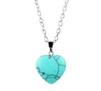 GAROZATION Pendant Necklace with Delicate Design Stylish Heart Shape Natural Stone Blue Jewelry Decoration for Women for Anniversary or Thanksgiving Gifts