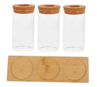 GAROZATION Plant Propagation Terrarium Elegant Glass Plant Holders with Wooden Tray for Hydroponic Gardening Compact Desktop Decor for Modern Offices and Home Spaces