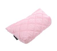 GAROZATION Portable Quilted Makeup Organizer Bag with Embossed Polyester Spacious Compartments for Cosmetics and Toiletries Stylish Embroidered Cosmetic Pouch for Travel and Daily Use in Pink