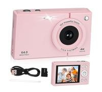 GAROZATION Portable Retro Digital Camera for Beginners with Zoom and Screen Memory Included Compact Pink Pocket Camera for Travel and Teens