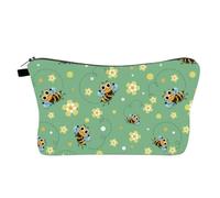 GAROZATION Portable Waterproof Makeup Bag with Bee Print, Travel Cosmetic Bag for Women Featuring Leakproof Design and Sturdy Polyester Material, for Organising Toiletries While Traveling
