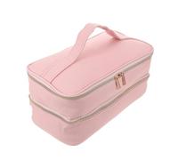 GAROZATION Pu Leather Double-Layer Travel Hair Dryer Storage Bag with Handle Portable Hair Accessories Organizer Case and Styler Pink Carrying Case Essentials