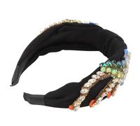GAROZATION Retro Style Girl Hairband Rhinestone Embroidery Headband Black Cloth Material Easy to Put on Hair Accessory for Daily Dress Decor and Banquet