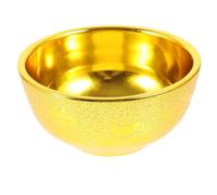 GAROZATION Reusable Plastic Tabletop Holy Bowl Golden Design, Easy to Clean Decorative Buddhist Offering Bowl for Household and Collecting Buddhist Art Crafts