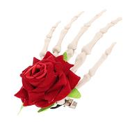 GAROZATION Rose Finger Skull Hairpin Creative Skeleton Hair Clip for Halloween Party Masquerade Delicate Rose Eye-catching Hair Accessory for Women Girls
