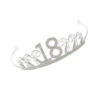 GAROZATION Silver Rhinestone Number 18 Cake Decoration Crown Tiara Hair Accessory with Alloy Crystal for Birthday Party and Wedding Cake Topper