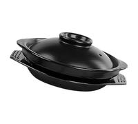 GAROZATION Small 600Ml Clay Pot with Lid and Saucer, High Temperature Resistant Ceramic Cooking Pot for Home Braised Chicken and Noodle Stew, Practical Cookware for One Person