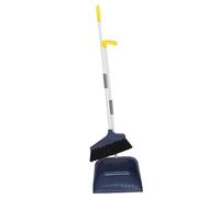 GAROZATION Soft Broom Set Dust Pan with Long Handle Outdoor Broom Heavy Duty Brush Dusters for Cleaning Sweeping Brush Indoor Floor The Pet Blue