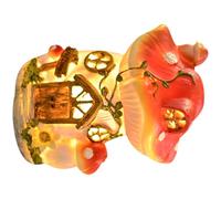 GAROZATION Solar Powered Mushroom House Statue Garden Ornament with Delicate Resin Workmanship, Colourful Outdoor Decorative Figurine Light for Patio and Lawn Decoration