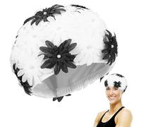 GAROZATION Swimming Cap Stylish Swim Cap Women with Hollow Flower Design, Soft Polyester and Nylon Material, Protects Hair for Outdoor Rafting and Sea Surfing