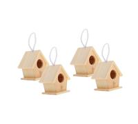 GAROZATION Unfinished Wood Bird Houses 4pcs Small Bird Nesting Boxes Mounting Bracket for Outdoor Decor