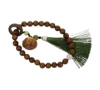 GAROZATION Unisex Wooden Beaded Prayer Bracelet with Lotus Scented Pendant Tassel Green Sandalwood Rosary Jewelry for Women and Men Portable Spiritual Accessory for Daily Wear