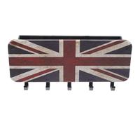 GAROZATION Vintage British Flag Key Holder Wall Mount with Tray and Seamless Nails Multi-Functional Entryway Hanging Key Organizer and Mail Rack in Abs and Leather