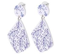 GAROZATION Vintage Chinese Blue and White Dangle Earrings for Women Elegant Acrylic Geometric Drop Earrings Retro Jewelry for Holiday and Casual Wear