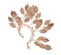 GAROZATION Vintage Leaf Crystal Non Pierced Ear Cuff Clip for Women Stylish Wrap Earring for Parties Weddings and Daily Wear Retro Design Suitable for Left Ear