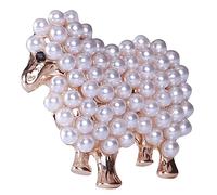 GAROZATION Vintage Pearl Sheep Brooch Pin for Women Alloy Animal Shawl Accessory Elegant Decorative Pin for Sweaters Dresses Bags Suitable for Weddings Parties and Business Events Durable and
