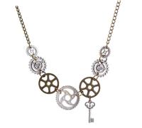 GAROZATION Vintage Steampunk Key Pendant Necklace for Men Alloy Retro Gear Design Goth Jewelry Accessory for Stylish Gift for Birthdays and Holidays